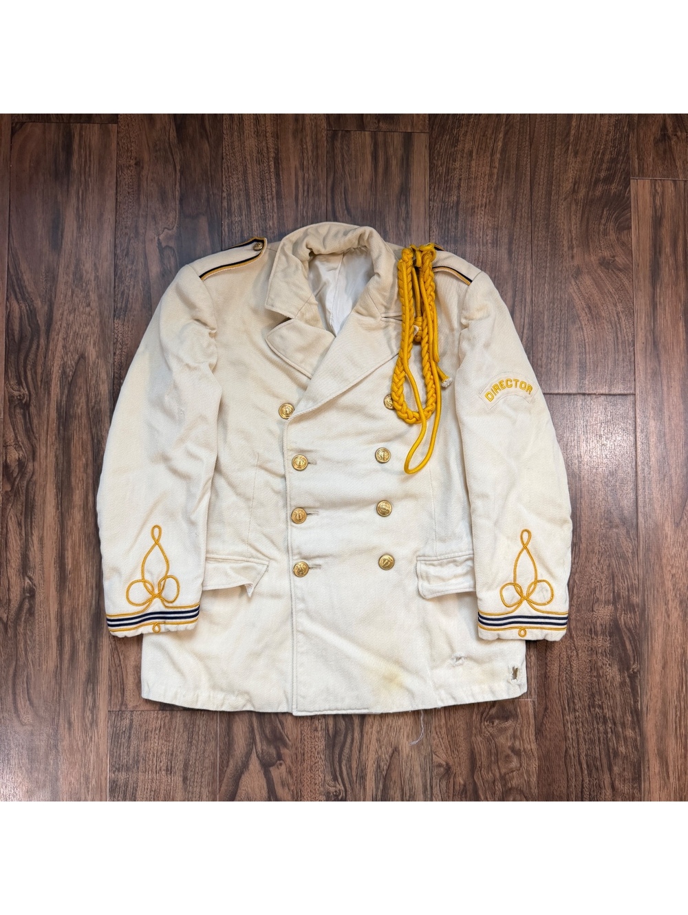Vintage 50s Fechheimer Marching Band Director Uniform Jacket Off White 19x26